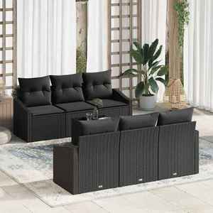 vidaXL Set de canapele pentru grădină 7 pcs Negru 55 x 55 x 37 cm imagine