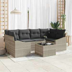 vidaXL Set de canapele pentru grădină 7 pcs Gri deschis și gri închis imagine