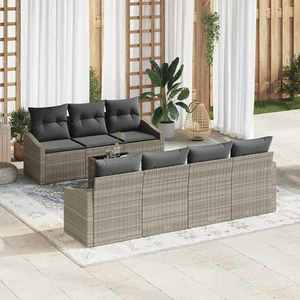 vidaXL Set de canapele pentru grădină 8 pcs Gri deschis și gri închis imagine