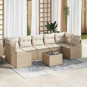 vidaXL Set de canapele pentru grădină cu pernă 8 pcs Bej și crem imagine