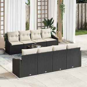 vidaXL Set de canapele pentru grădină cu pernă 7 pcs Negru și Crem imagine