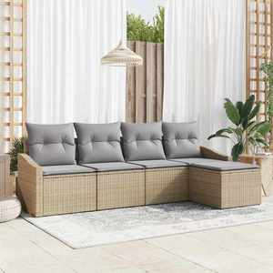 vidaXL Set de masă pentru grădină cu pernă 5 pcs Beige și gri deschis imagine