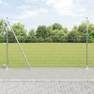 vidaXL Îngrădire cu stâlpi Argintiu 1.4 x 10 m Oțel imagine