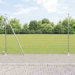 vidaXL Îngrădire cu stâlpi Argintiu 1.4 x 10 m Oțel imagine