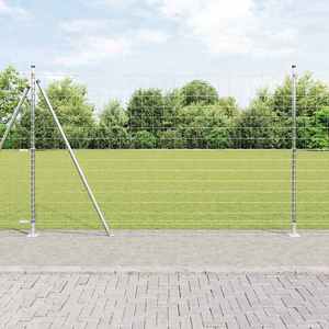 vidaXL Îngrădire cu stâlpi Argintiu 1.6 x 10 m Oțel imagine