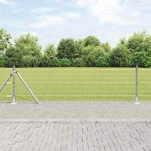 vidaXL Îngrădire cu stâlpi Argintiu 0.4 x 25 m Oțel imagine