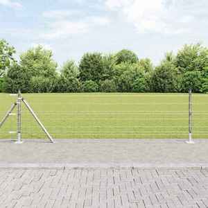vidaXL Îngrădire cu stâlpi Argintiu 0.4 x 50 m Oțel imagine