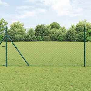 vidaXL Împrejmuire din plasă cu stâlpi Verde 1.4 x 10 m Oțel imagine