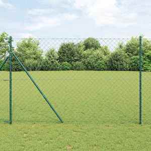 vidaXL Împrejmuire din plasă cu stâlpi Verde 1.5 x 25 m Oțel imagine