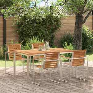 vidaXL Masă de dining pentru exterior Maro Lemn masiv de tec imagine