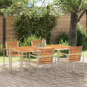 vidaXL Masă de dining pentru exterior Maro lemn masiv de acacia imagine