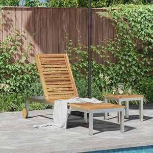 vidaXL Șezlong 1-persoană Maro 207 x 58 x 35cm Lemn masiv de acacia imagine