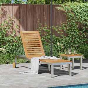vidaXL Șezlong 1-persoană Maro 207 x 58 x 35cm Lemn masiv de acacia imagine