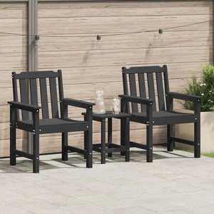 vidaXL Scaun de dining pentru grădină. 2 pcs Negru 65.5 x 59 x 88cm imagine