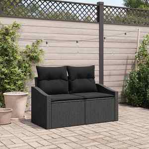 vidaXL Canapea de grădină cu pernă Negru 123 x 62 x 69cm poliratan imagine