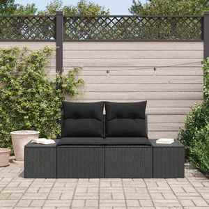 vidaXL Canapea de grădină cu pernă Negru 123 x 62 x 69cm poliratan imagine