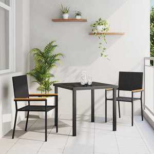 vidaXL Scaune de grădină stivuibile 2 pcs Negru și Maro imagine