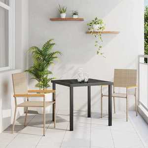 vidaXL Scaune de grădină stivuibile 2 pcs Crem și Marron imagine