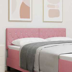 vidaXL Tăblie din Catifea Argyle cu headboard Roz 160 cm Catifea imagine