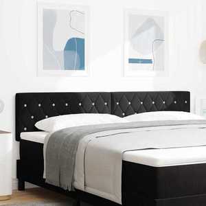 vidaXL Tăblie din Catifea Argyle cu headboard Negru 180 cm Catifea imagine