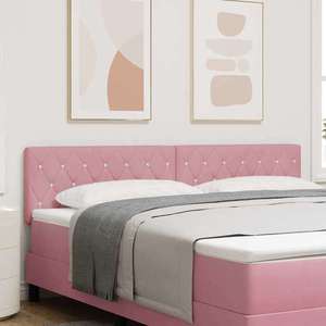 vidaXL Tăblie din Catifea Argyle cu headboard Roz 180 cm Catifea imagine