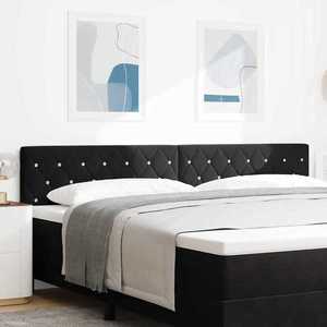 vidaXL Tăblie din Catifea Argyle cu headboard Negru 200 cm Catifea imagine