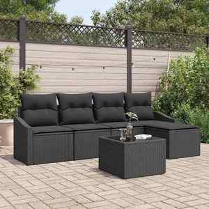vidaXL Set de masă pentru grădină cu pernă cu depozitare 6 pcs Negru imagine