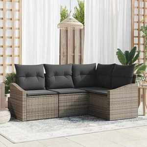 vidaXL Set de masă pentru grădină cu pernă cu depozitare 4 pcs Gri imagine