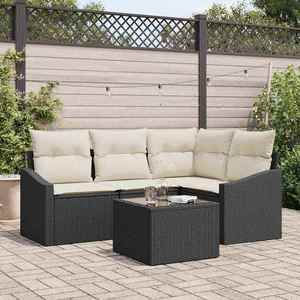 vidaXL Set de masă pentru grădină cu pernă 5 pcs Maro și Crem imagine