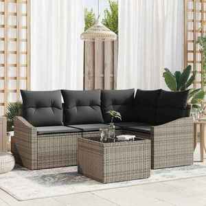vidaXL Set de masă pentru grădină cu pernă 5 pcs Gri deschis imagine