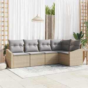 vidaXL Set de masă pentru grădină cu pernă 5 pcs Beige și gri deschis imagine