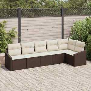 vidaXL Set de masă pentru grădină cu pernă 6 pcs Maro și Crem imagine