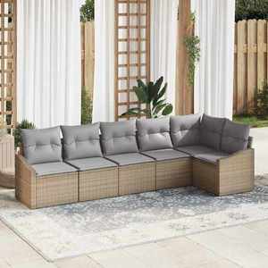 vidaXL Set de masă pentru grădină cu pernă 6 pcs Beige și gri deschis imagine