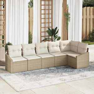 vidaXL Set de masă pentru grădină cu pernă 6 pcs Bej și crem imagine