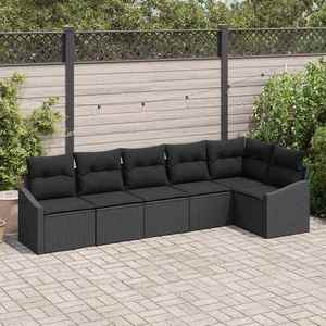 vidaXL Set de masă pentru grădină cu pernă cu depozitare 6 pcs Negru imagine