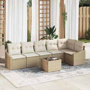 vidaXL Set de masă pentru grădină cu pernă 7 pcs Bej și crem imagine