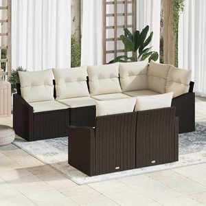 vidaXL Set de masă pentru grădină cu pernă 7 pcs Maro și Crem imagine