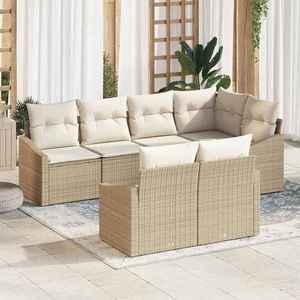 vidaXL Set de masă pentru grădină cu pernă 7 pcs Bej și crem imagine