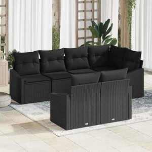 vidaXL Set de masă pentru grădină cu pernă cu depozitare 7 pcs Negru imagine