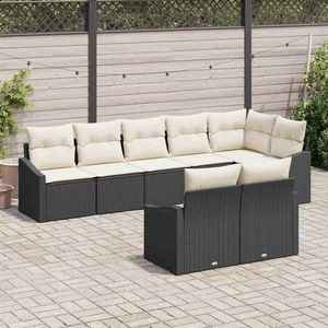 vidaXL Set de masă pentru grădină cu pernă 8 pcs Negru și Crem imagine
