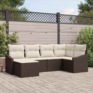 vidaXL Set de masă pentru grădină cu pernă 6 pcs Maro și Crem imagine