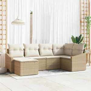 vidaXL Set de masă pentru grădină cu pernă 6 pcs Bej și crem imagine