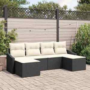 vidaXL Set de masă pentru grădină cu pernă 6 pcs Negru și Crem imagine