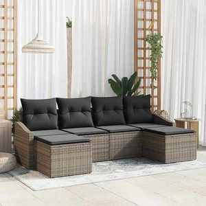vidaXL Set de masă pentru grădină cu pernă cu depozitare 6 pcs Gri imagine