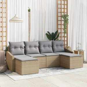 vidaXL Set de masă pentru grădină cu pernă 6 pcs Beige și gri deschis imagine