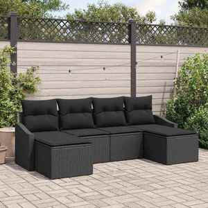 vidaXL Set de masă pentru grădină cu pernă cu depozitare 6 pcs Negru imagine