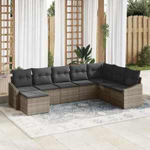 vidaXL Set de masă pentru grădină cu pernă cu depozitare 8 pcs Gri imagine