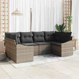 vidaXL Set de canapele pentru grădină cu pernă cu depozitare 6 pcs Gri imagine