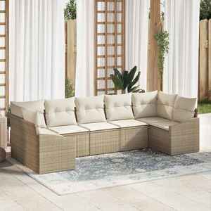vidaXL Set de masă pentru grădină cu pernă 7 pcs Bej și crem imagine