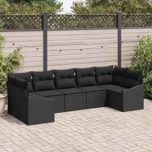 vidaXL Set de masă pentru grădină cu pernă cu depozitare 7 pcs Negru imagine